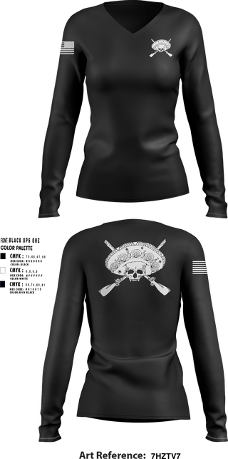 Women's Long Sleeve Vneck Shirt, Los Pistoleros, Army, Teamtime, Team time, sublimation, custom sports apparel, team uniforms, spirit wear, spiritwear, sports uniforms, custom shirts, team store, custom team store, fundraiser sports, apparel fundraiser