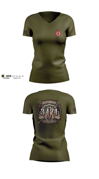 Local 3474 65707926 Women's Short Sleeve V-neck Shirt - 2