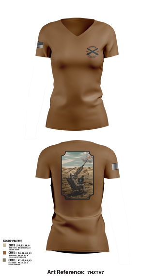 Womens Short Sleeve Vneck Shirt, C-BTRY FDC, Army, Teamtime, Team time, sublimation, custom sports apparel, team uniforms, spirit wear, spiritwear, sports uniforms, custom shirts, team store, custom team store, fundraiser sports, apparel fundraiser