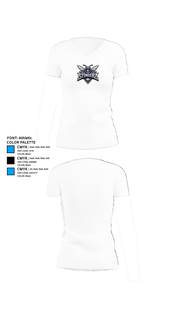 Womens Short Sleeve Vneck Shirt, STINGERZ, Baseball, Teamtime, Team time, sublimation, custom sports apparel, team uniforms, spirit wear, spiritwear, sports uniforms, custom shirts, team store, custom team store, fundraiser sports, apparel fundraiser