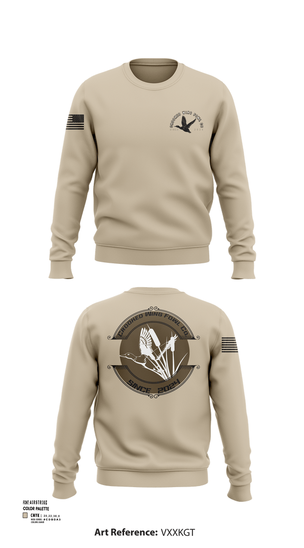 Crew Neck Sweatshirt, Crooked Wing Fowl Co., , Teamtime, Team time, sublimation, custom sports apparel, team uniforms, spirit wear, spiritwear, sports uniforms, custom shirts, team store, custom team store, fundraiser sports, apparel fundraiser