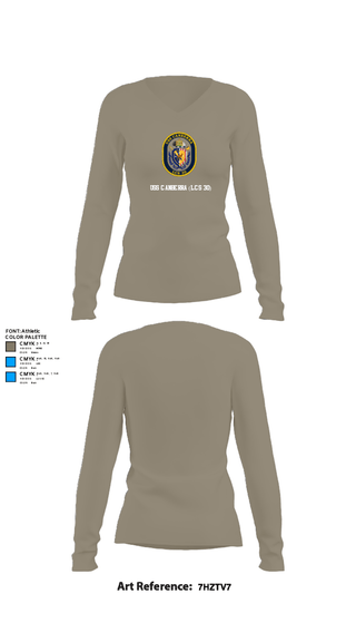 Womens Long Sleeve Vneck Shirt, USS CANBERRA (LCS 30), Navy, Teamtime, Team time, sublimation, custom sports apparel, team uniforms, spirit wear, spiritwear, sports uniforms, custom shirts, team store, custom team store, fundraiser sports, apparel fundraiser