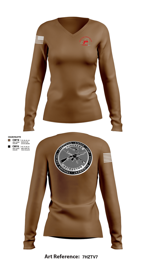 Women's Long Sleeve Vneck Shirt, Firearms and Tactics training, Police, Teamtime, Team time, sublimation, custom sports apparel, team uniforms, spirit wear, spiritwear, sports uniforms, custom shirts, team store, custom team store, fundraiser sports, apparel fundraiser