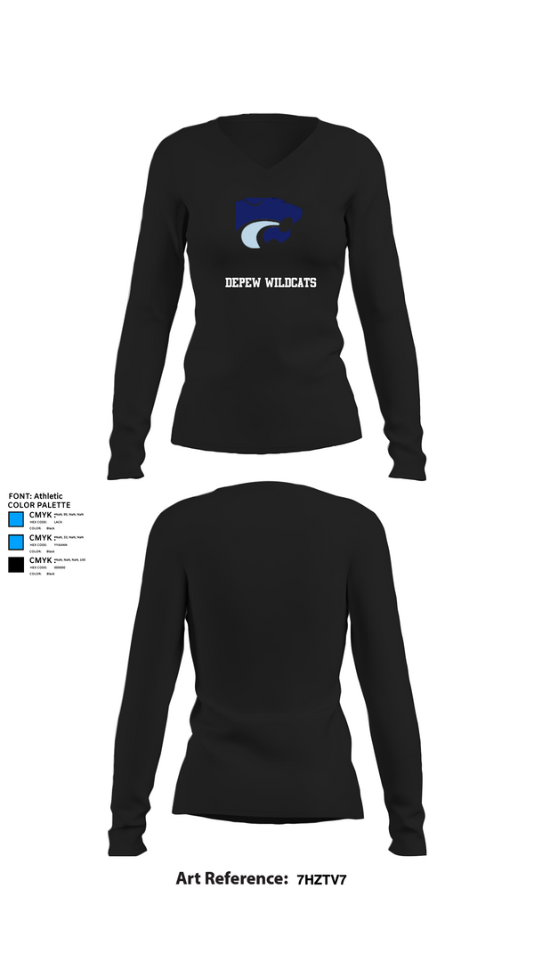 Womens Long Sleeve Vneck Shirt, DEPEW WILDCATS, Bowling, Teamtime, Team time, sublimation, custom sports apparel, team uniforms, spirit wear, spiritwear, sports uniforms, custom shirts, team store, custom team store, fundraiser sports, apparel fundraiser
