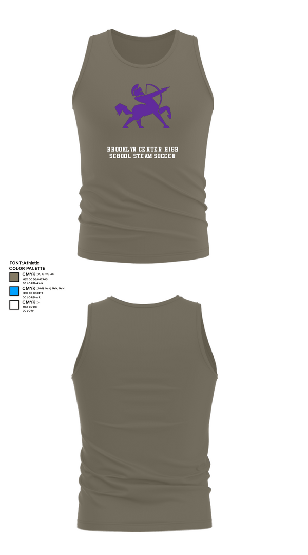 Tank Top, Brooklyn Center High School Steam Soccer, Men's Soccer, Teamtime, Team time, sublimation, custom sports apparel, team uniforms, spirit wear, spiritwear, sports uniforms, custom shirts, team store, custom team store, fundraiser sports, apparel fundraiser