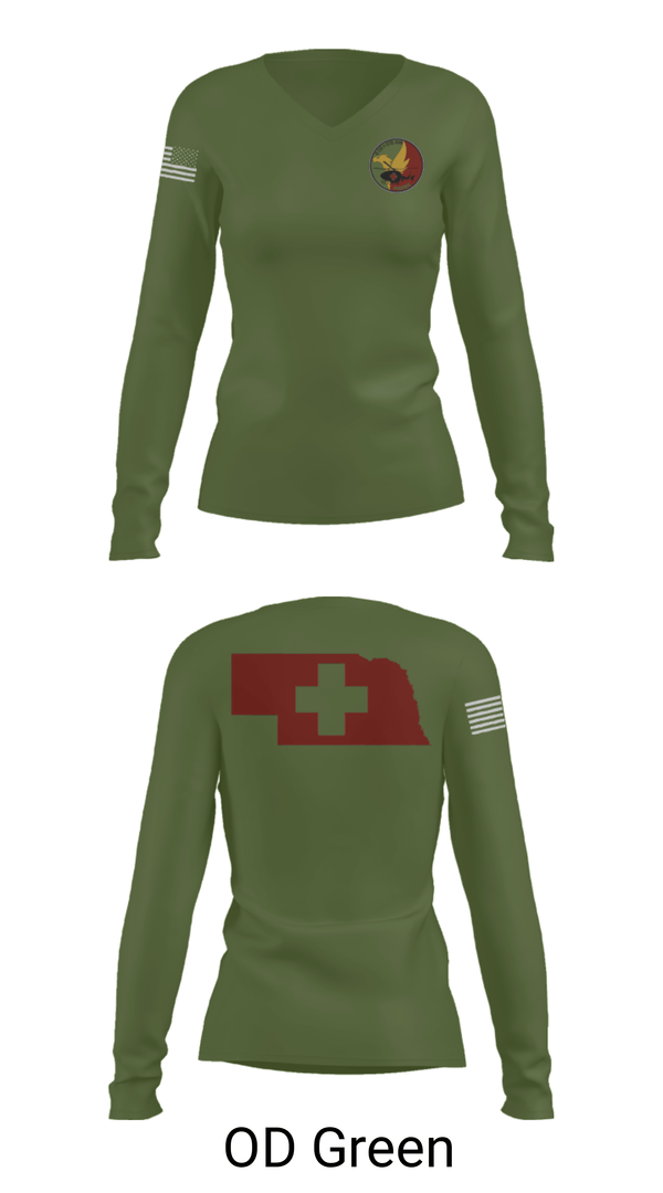 Women's Long Sleeve Vneck Shirt, Delta Company, , Teamtime, Team time, sublimation, custom sports apparel, team uniforms, spirit wear, spiritwear, sports uniforms, custom shirts, team store, custom team store, fundraiser sports, apparel fundraiser