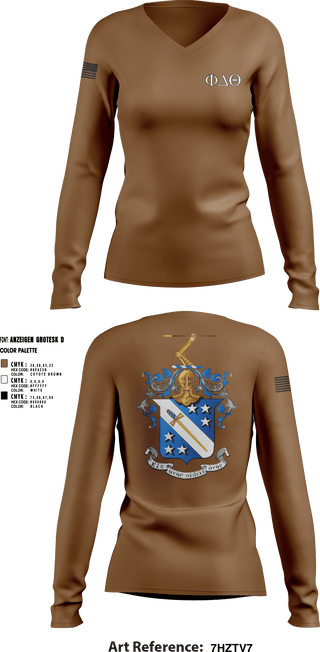 Women's Long Sleeve Vneck Shirt, Phi Delta Theta, Army, Teamtime, Team time, sublimation, custom sports apparel, team uniforms, spirit wear, spiritwear, sports uniforms, custom shirts, team store, custom team store, fundraiser sports, apparel fundraiser
