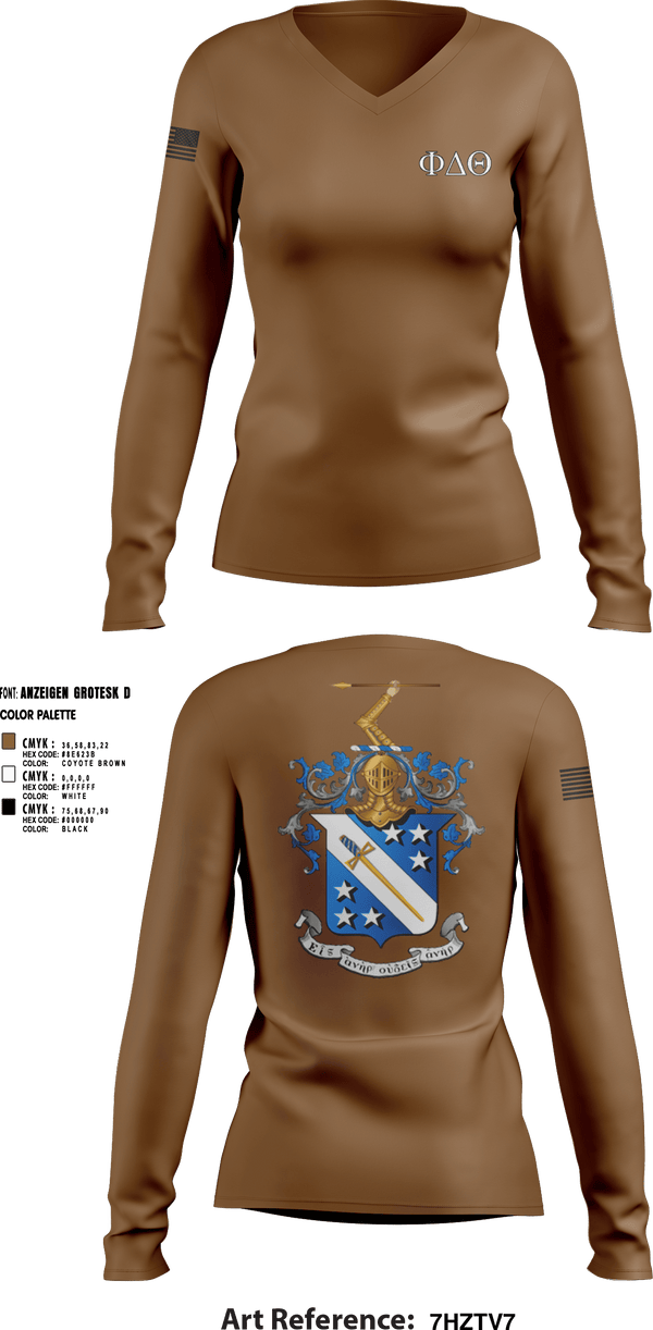 Women's Long Sleeve Vneck Shirt, Phi Delta Theta, Army, Teamtime, Team time, sublimation, custom sports apparel, team uniforms, spirit wear, spiritwear, sports uniforms, custom shirts, team store, custom team store, fundraiser sports, apparel fundraiser