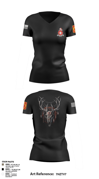 Bravo 1st BN 14th FAR 722916 Women's Short Sleeve V-neck Shirt - 3