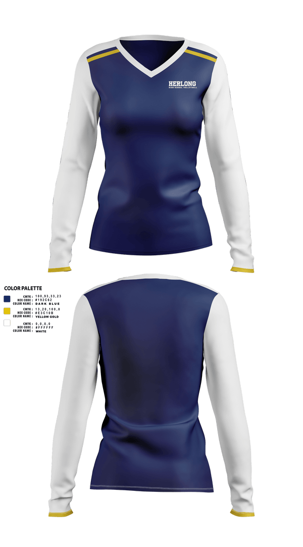 Womens Long Sleeve Vneck Shirt 1, Herlong High School Volleyball, Women's Volleyball, Teamtime, Team time, sublimation, custom sports apparel, team uniforms, spirit wear, spiritwear, sports uniforms, custom shirts, team store, custom team store, fundraiser sports, apparel fundraiser