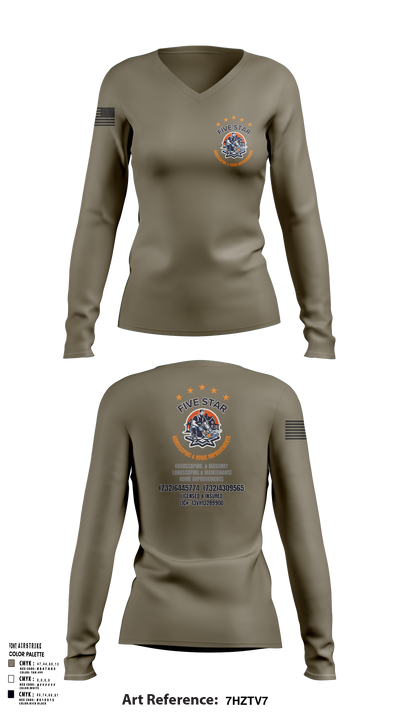 5 Star 18393940 Women's Long Sleeve V-neck Shirt - 114