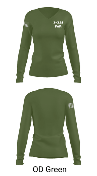 Womens Long Sleeve Vneck Shirt 1, 3-321 FAR, Army, Teamtime, Team time, sublimation, custom sports apparel, team uniforms, spirit wear, spiritwear, sports uniforms, custom shirts, team store, custom team store, fundraiser sports, apparel fundraiser