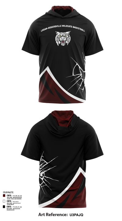 Logan-Rogersville Wildcats 82535935 Short Sleeve Performance Shirt with hood - 136