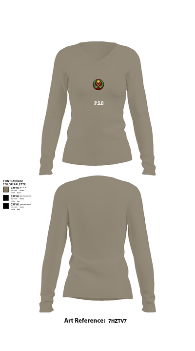 P.S.O 68871160 Women's Long Sleeve V-neck Shirt - 59