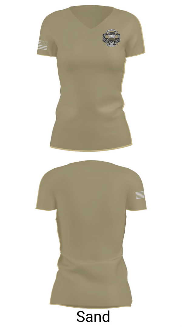 Womens Short Sleeve Vneck Shirt, Echo company 2nd battalion 258th infantry regiment, Army, Teamtime, Team time, sublimation, custom sports apparel, team uniforms, spirit wear, spiritwear, sports uniforms, custom shirts, team store, custom team store, fundraiser sports, apparel fundraiser