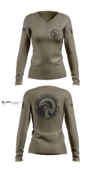 Womens Long Sleeve Vneck Shirt, Diesel, 3-71CAV, Army, Teamtime, Team time, sublimation, custom sports apparel, team uniforms, spirit wear, spiritwear, sports uniforms, custom shirts, team store, custom team store, fundraiser sports, apparel fundraiser