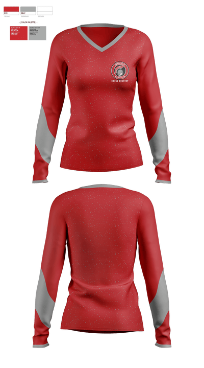 Deerfield High School Cross Country 52839866 Women's Long Sleeve V-neck Shirt - 1