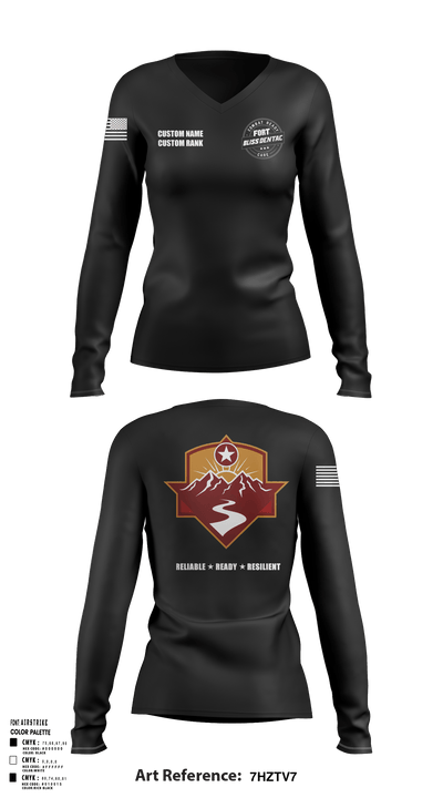 Fort Bliss DENTAC 45605501 Women's Long Sleeve V-neck Shirt - 115