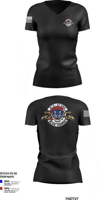 Womens Short Sleeve Vneck Shirt, Delta Troop 3-17 CAV, , Teamtime, Team time, sublimation, custom sports apparel, team uniforms, spirit wear, spiritwear, sports uniforms, custom shirts, team store, custom team store, fundraiser sports, apparel fundraiser