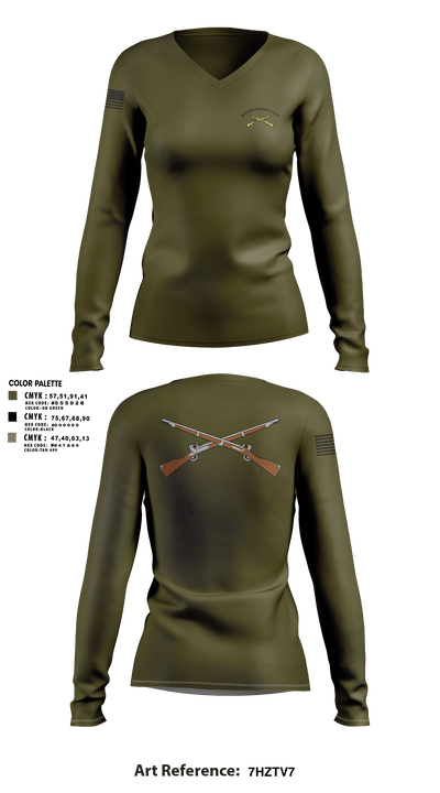 2ND Platoon, Blackhawk CO, 4-6 INF 33052175 Women's Long Sleeve V-neck Shirt - 105