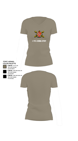 Womens Short Sleeve Vneck Shirt, 1-7FA Cobra Btry, , Teamtime, Team time, sublimation, custom sports apparel, team uniforms, spirit wear, spiritwear, sports uniforms, custom shirts, team store, custom team store, fundraiser sports, apparel fundraiser