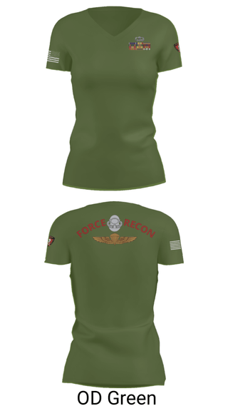 Women's Short Sleeve Vneck Shirt, B Co. 3rd Recon BnForce Reconnaissance, Marines, Teamtime, Team time, sublimation, custom sports apparel, team uniforms, spirit wear, spiritwear, sports uniforms, custom shirts, team store, custom team store, fundraiser sports, apparel fundraiser