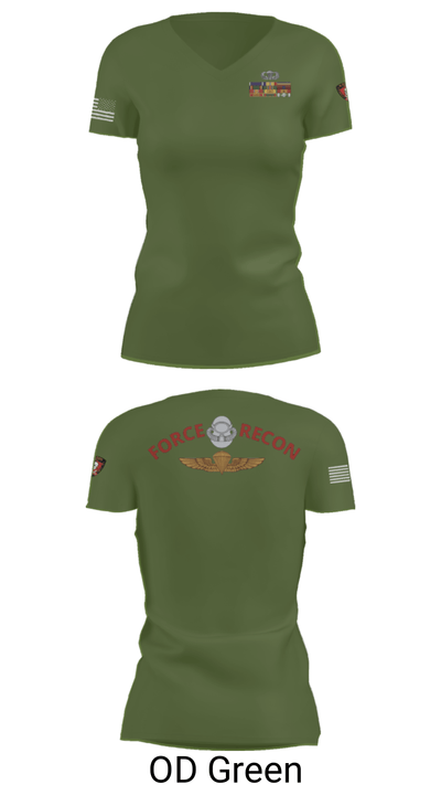 B Co. 3rd Recon Bn 24537683 Women's Short Sleeve V-neck Shirt - 48