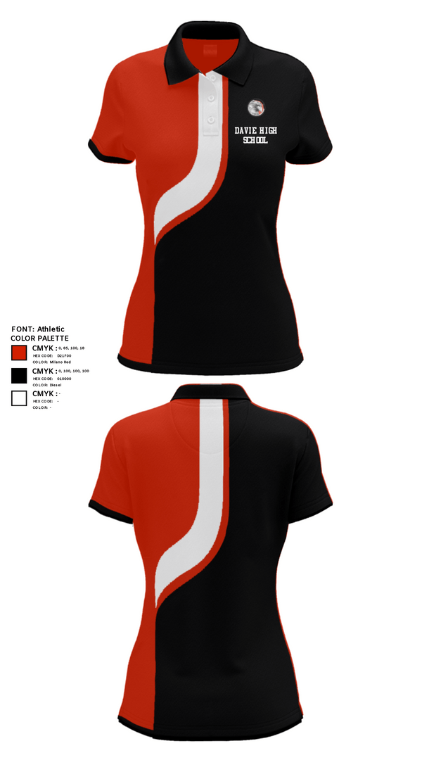 Women's Short Sleeve Performance Polo, Davie High School, Tennis, Teamtime, Team time, sublimation, custom sports apparel, team uniforms, spirit wear, spiritwear, sports uniforms, custom shirts, team store, custom team store, fundraiser sports, apparel fundraiser
