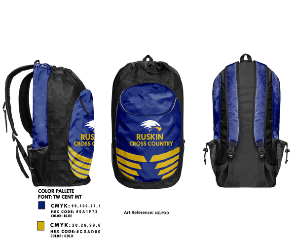 Gear Bag, Ruskin High School Cross Country, Cross Country, Teamtime, Team time, sublimation, custom sports apparel, team uniforms, spirit wear, spiritwear, sports uniforms, custom shirts, team store, custom team store, fundraiser sports, apparel fundraiser