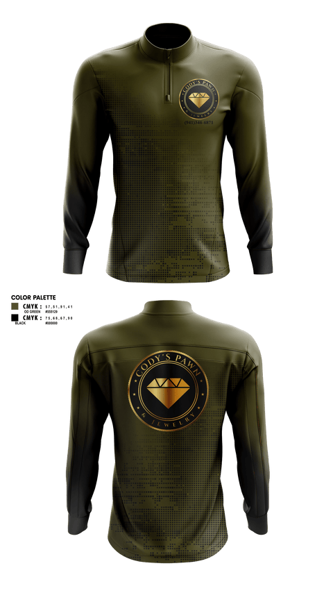 Quarter Zip Jacket, Cody’s Pawn & Jewelry, , Teamtime, Team time, sublimation, custom sports apparel, team uniforms, spirit wear, spiritwear, sports uniforms, custom shirts, team store, custom team store, fundraiser sports, apparel fundraiser