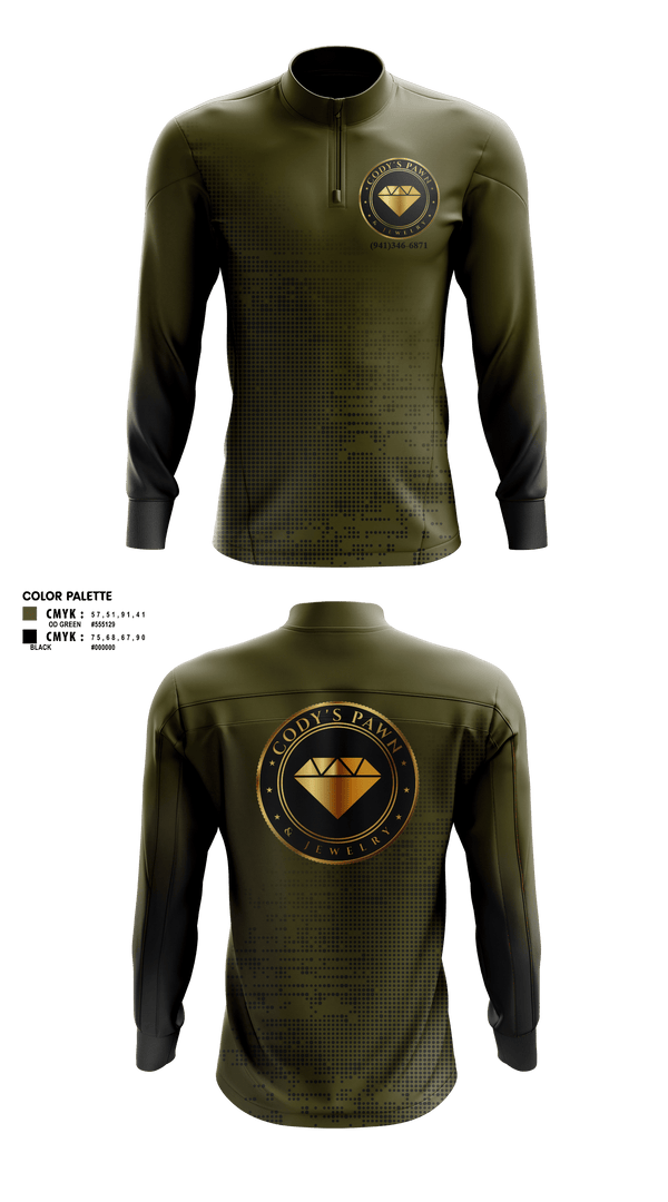 Quarter Zip Jacket, Cody’s Pawn & Jewelry, , Teamtime, Team time, sublimation, custom sports apparel, team uniforms, spirit wear, spiritwear, sports uniforms, custom shirts, team store, custom team store, fundraiser sports, apparel fundraiser