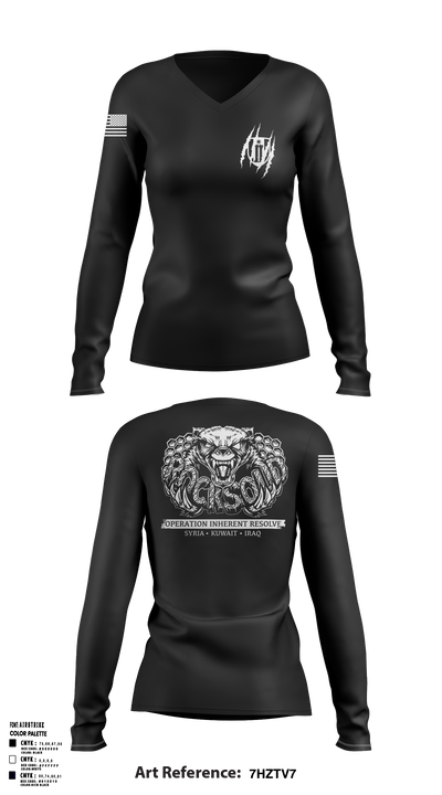 304th EN CO Women's Long Sleeve V-neck Shirt - 1