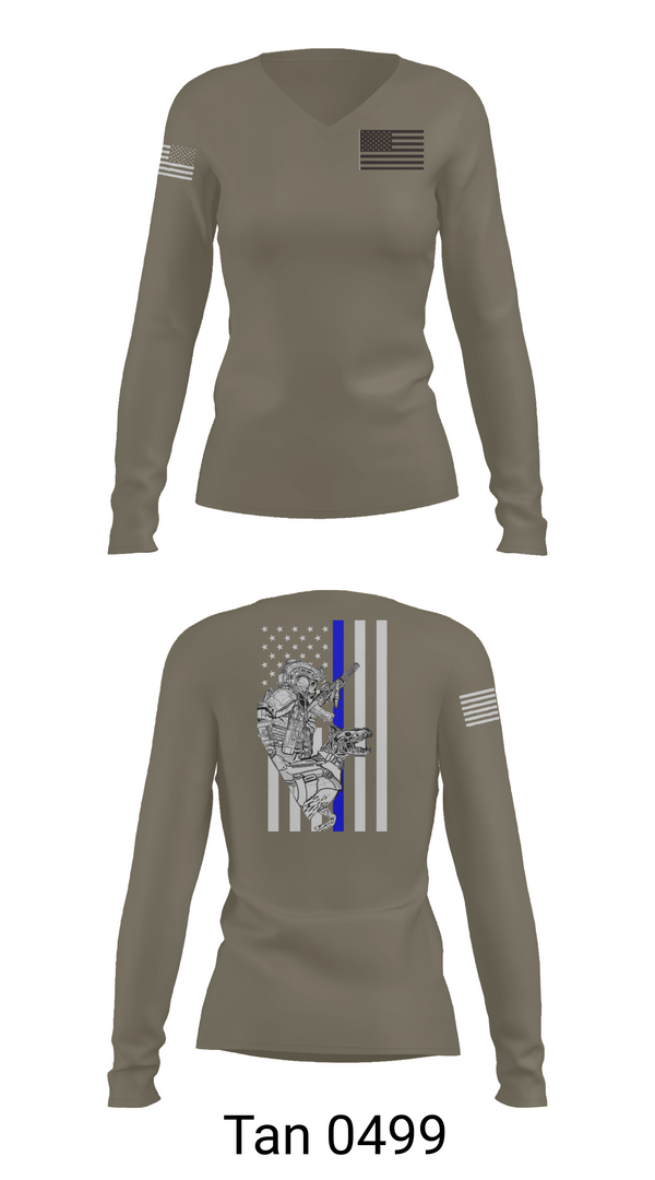 Womens Long Sleeve Vneck Shirt, 904th MP Det Military Working Dog, Army, Teamtime, Team time, sublimation, custom sports apparel, team uniforms, spirit wear, spiritwear, sports uniforms, custom shirts, team store, custom team store, fundraiser sports, apparel fundraiser