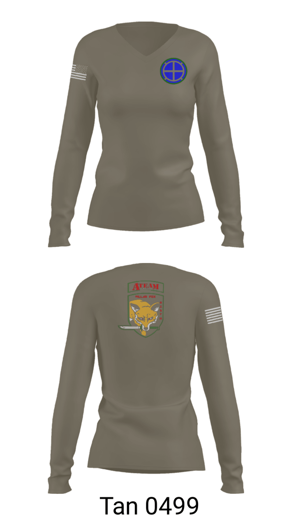 Womens Long Sleeve Vneck Shirt, A co 935th ASB 3rd Platoon, National Guard, Teamtime, Team time, sublimation, custom sports apparel, team uniforms, spirit wear, spiritwear, sports uniforms, custom shirts, team store, custom team store, fundraiser sports, apparel fundraiser