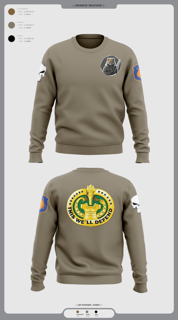 Crew Neck Sweatshirt, Fox Co., Army, Teamtime, Team time, sublimation, custom sports apparel, team uniforms, spirit wear, spiritwear, sports uniforms, custom shirts, team store, custom team store, fundraiser sports, apparel fundraiser