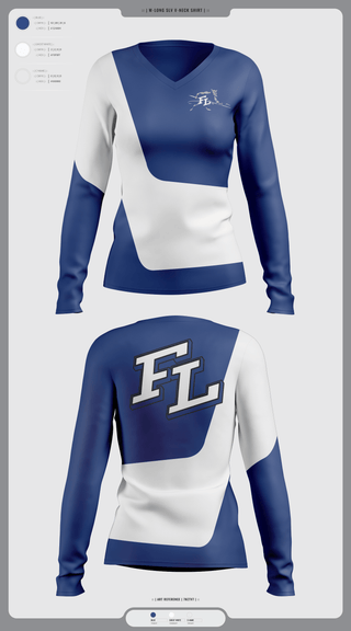 Womens Long Sleeve Vneck Shirt, Fort Lupton, Women's Volleyball, Teamtime, Team time, sublimation, custom sports apparel, team uniforms, spirit wear, spiritwear, sports uniforms, custom shirts, team store, custom team store, fundraiser sports, apparel fundraiser