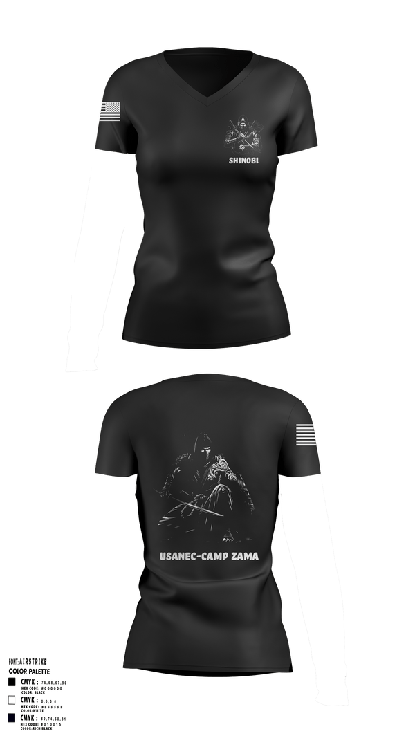 Women's Short Sleeve Vneck Shirt, USANEC- Camp Zama, 78th Signal Battalion, Army, Teamtime, Team time, sublimation, custom sports apparel, team uniforms, spirit wear, spiritwear, sports uniforms, custom shirts, team store, custom team store, fundraiser sports, apparel fundraiser