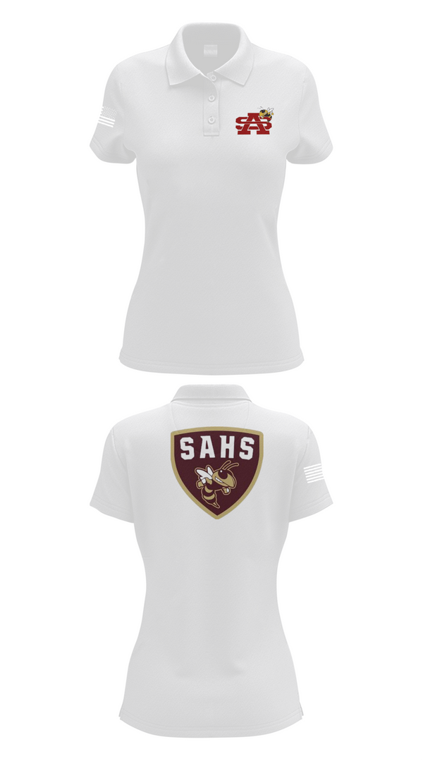 Womens Short Sleeve Performance Polo, St Augustine Yellow Jackets, Swimming, Teamtime, Team time, sublimation, custom sports apparel, team uniforms, spirit wear, spiritwear, sports uniforms, custom shirts, team store, custom team store, fundraiser sports, apparel fundraiser