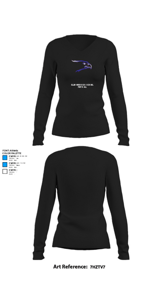 Womens Long Sleeve Vneck Shirt, Ellinwood High School Football, Football, Teamtime, Team time, sublimation, custom sports apparel, team uniforms, spirit wear, spiritwear, sports uniforms, custom shirts, team store, custom team store, fundraiser sports, apparel fundraiser