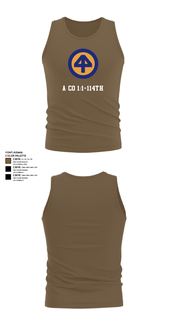 Tank Top, A Co 1/1-114th, Army, Teamtime, Team time, sublimation, custom sports apparel, team uniforms, spirit wear, spiritwear, sports uniforms, custom shirts, team store, custom team store, fundraiser sports, apparel fundraiser