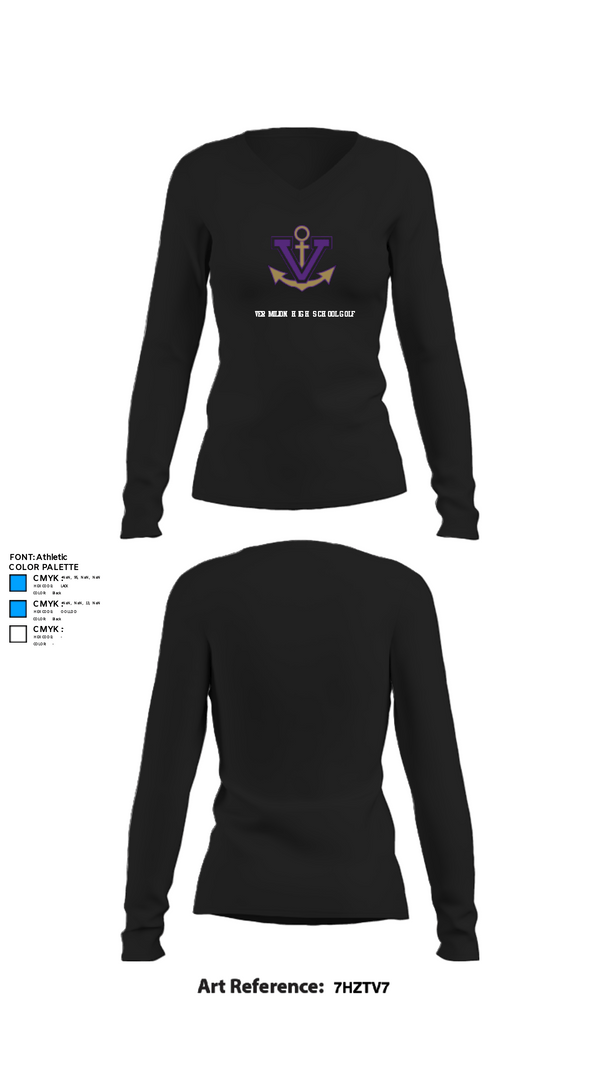 Womens Long Sleeve Vneck Shirt, Vermilion High School Golf, Golf, Teamtime, Team time, sublimation, custom sports apparel, team uniforms, spirit wear, spiritwear, sports uniforms, custom shirts, team store, custom team store, fundraiser sports, apparel fundraiser