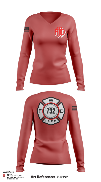 Woonsocket 46977147 Women's Long Sleeve V-neck Shirt - 126