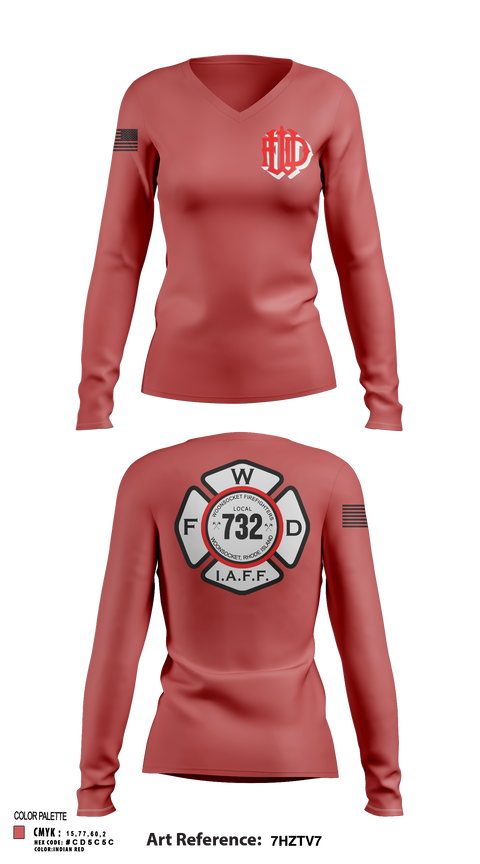 Womens Long Sleeve Vneck Shirt, Woonsocket, Fire Department, Teamtime, Team time, sublimation, custom sports apparel, team uniforms, spirit wear, spiritwear, sports uniforms, custom shirts, team store, custom team store, fundraiser sports, apparel fundraiser