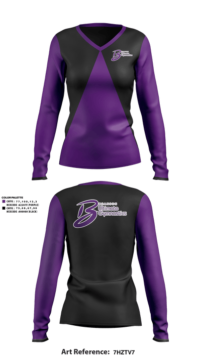 Branson Ultimate Gymnastics 57002260 Women's Long Sleeve V-neck Shirt -1 41