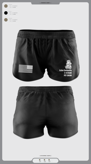Womens Shorts, Mx Plt E. Co 2-4 GSAB, Army, Teamtime, Team time, sublimation, custom sports apparel, team uniforms, spirit wear, spiritwear, sports uniforms, custom shirts, team store, custom team store, fundraiser sports, apparel fundraiser
