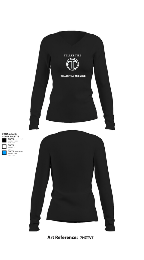Womens Long Sleeve Vneck Shirt 1, Telles tile and more, , Teamtime, Team time, sublimation, custom sports apparel, team uniforms, spirit wear, spiritwear, sports uniforms, custom shirts, team store, custom team store, fundraiser sports, apparel fundraiser