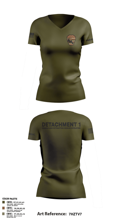 Detachment 1 27221981 Women's Short Sleeve V-neck Shirt - 13