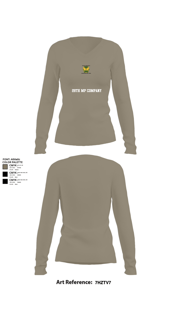 Womens Long Sleeve Vneck Shirt, 28th MP Company, National Guard, Teamtime, Team time, sublimation, custom sports apparel, team uniforms, spirit wear, spiritwear, sports uniforms, custom shirts, team store, custom team store, fundraiser sports, apparel fundraiser
