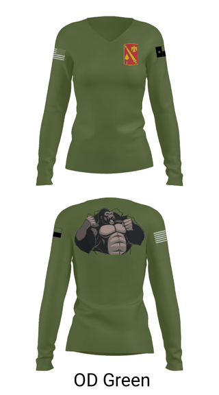 Women's Long Sleeve Vneck Shirt, A Battery, 4-133 FAR-AMMO, National Guard, Teamtime, Team time, sublimation, custom sports apparel, team uniforms, spirit wear, spiritwear, sports uniforms, custom shirts, team store, custom team store, fundraiser sports, apparel fundraiser