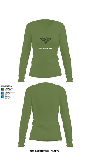 Women's Long Sleeve Vneck Shirt, TPD MOTOR UNIT, Police, Teamtime, Team time, sublimation, custom sports apparel, team uniforms, spirit wear, spiritwear, sports uniforms, custom shirts, team store, custom team store, fundraiser sports, apparel fundraiser